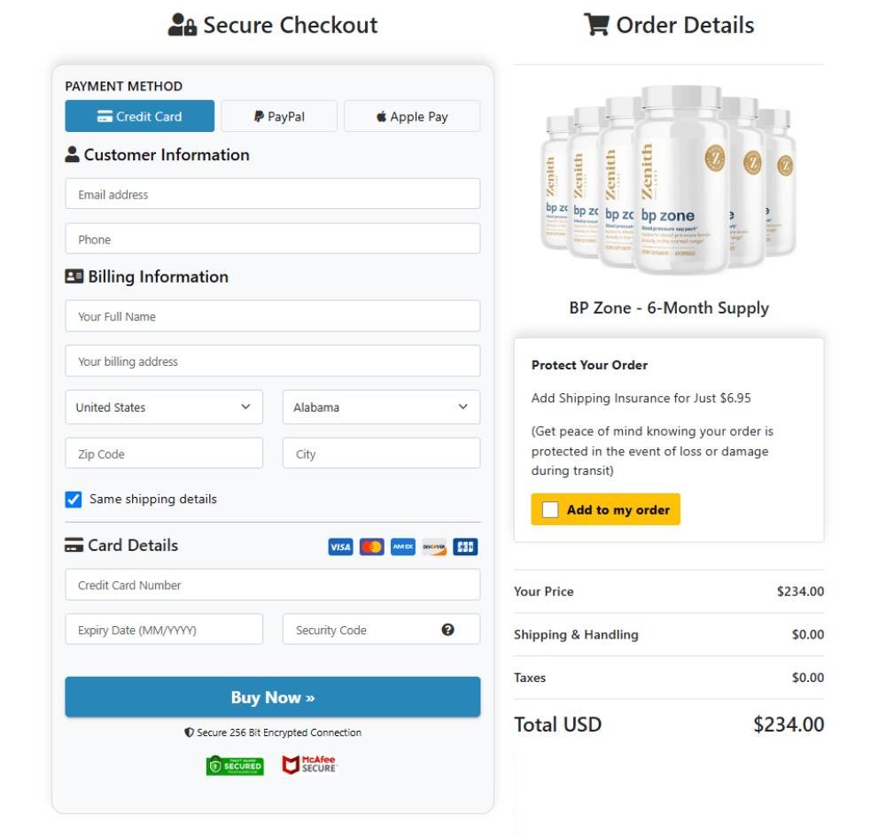 BP Zone-payment-secure-encrypted-order